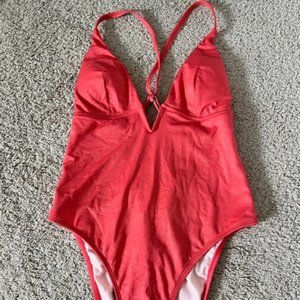 Cupshe Shine Bright Lurex V Wire Cross Back One Piece Swimsuit